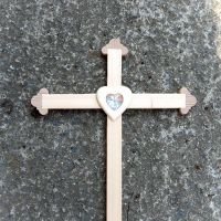 Veľký Drevený Kríž s Krištáľovým Srdcom-drevený kríž-darček novomanželom-kresťanské darčeky
