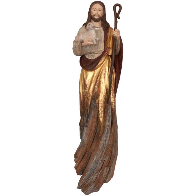 Ježiš Dobrý pastier koreňová socha