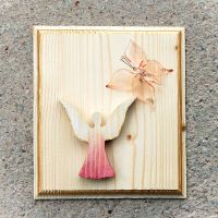Drevený Obraz Anjel s Motýľom-darček k narodeniu-darček k  Prvému Sätému Prijímaniu