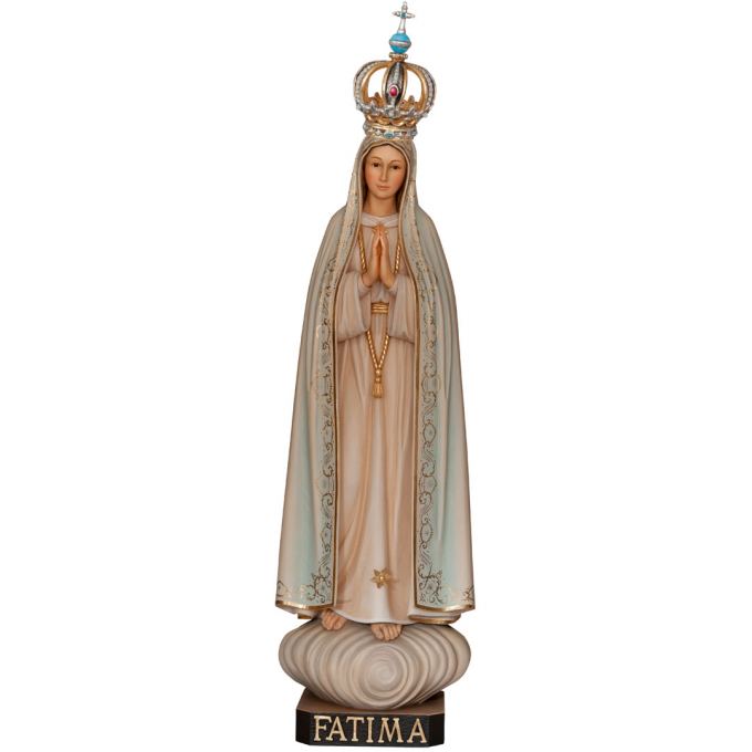Panna Mária Fatimská s korunkou drevená socha
