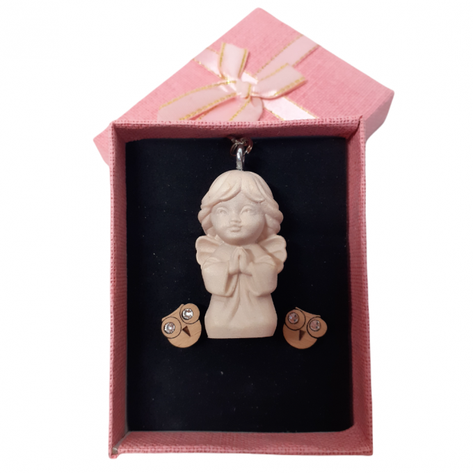 Darčeková sada náušnice sovy a kľúčenka anjel