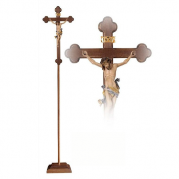 Drevený procesný barokový kríž s korpusom Leonardo