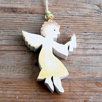 Drevený Anjel so sviečkou-anjel ozdoba-anjel dekoracia- vianočne dekorácie -strazny anjel