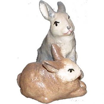 Pár zajacov drevená soška figúrka zvieratá do Betlehema