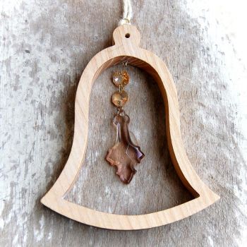 Drevený Zvonček medený-darček pre ženy-vianočná dekorácia-drevená dekorácia