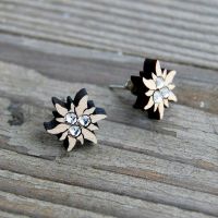 SG3-5 Crystal Flower Wooden Earrings