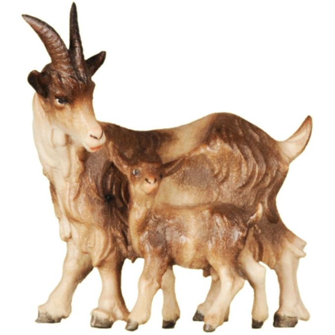 Koza s kozliatkom drevená soška figúrka zvieratá do Betlehema
