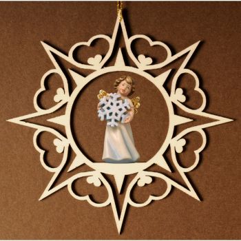 Srdcová hviezda s anjelom a vločkou