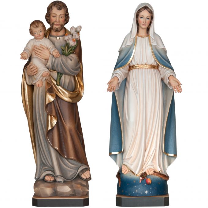 Nepoškvrnená Panna Mária, Jozef a dieťa drevené sochy