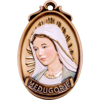 Drevený medailón Panny Márie  Medžugorskej
