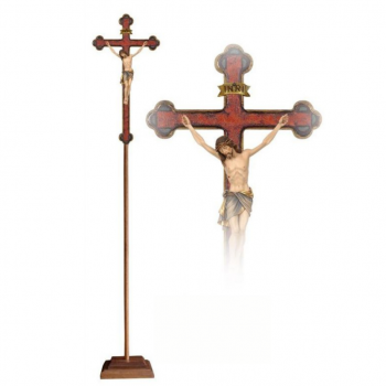 Procesný  barokový zlatý kríž s korpusom  Siena