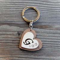Wooden Alphabet keyring with crystal 1