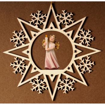 Krištáľová hviezda s anjelom a sviečkou