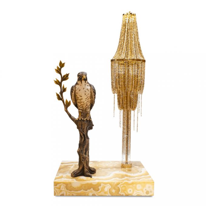 Strážca oblohy - sokol, drevený sokol, lampa, lxusná lampa