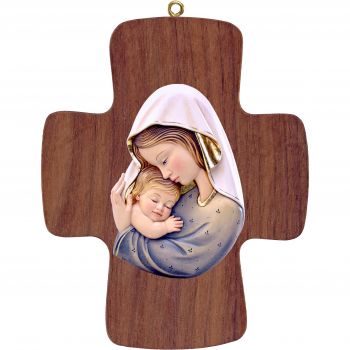 Kríž s Pannou Máriou a dieťaťom biela modrá