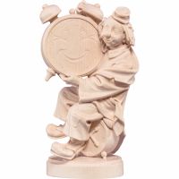 Klaun s maľovanými hodinami drevená socha