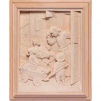 Drevený obraz " U veterinára"