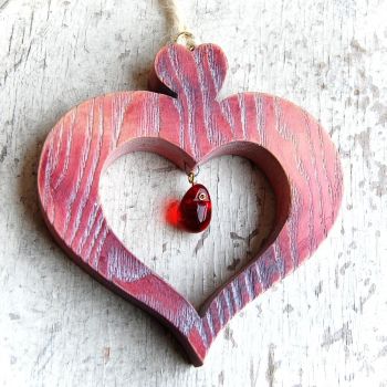 Tyrolské Drevené Srdce červené-drevené  Tyrolské srdce-dekorácia drevené srdce-darček pre ženy