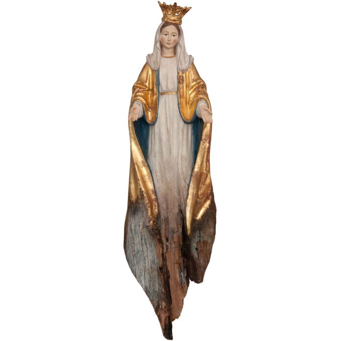 Nepoškvrnená Panna Mária s korunkou koreňová socha