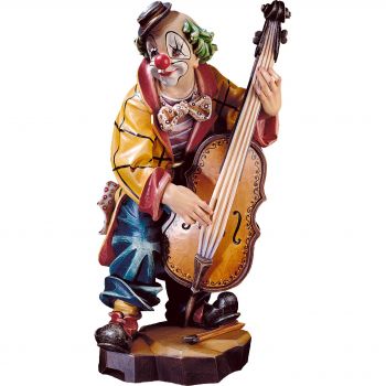 Klaun basgitarista drevená socha