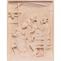 Drevený reliéf " U starých rodičov"