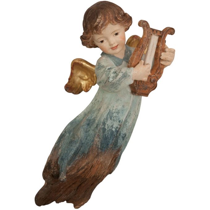 Vitajúci anjel s lýrou koreňová socha